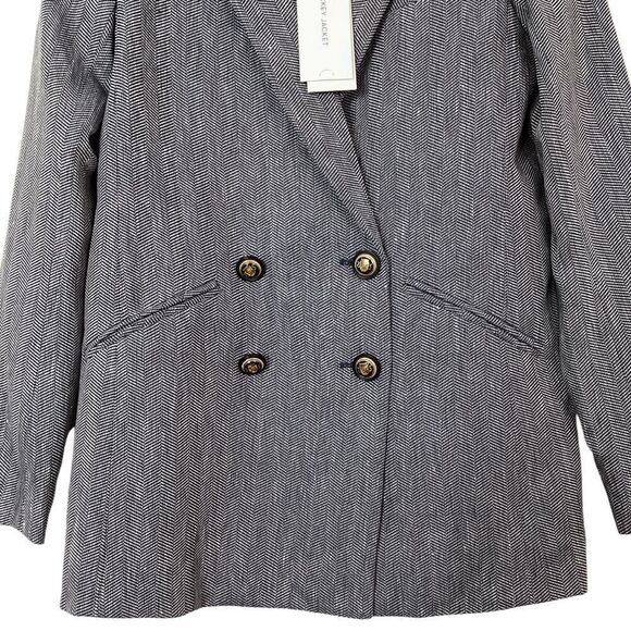 VERONICA BEARD Size 0 NWT Oria Dickey Jacket Blue White Herringbone Blazer - Picture 6 of 15